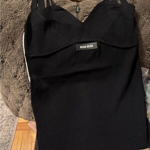 Miu Miu Black Ribbed Tank Top